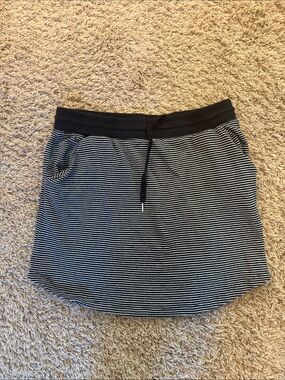 Maurices Black & White Striped Drawstring Midi Skirt